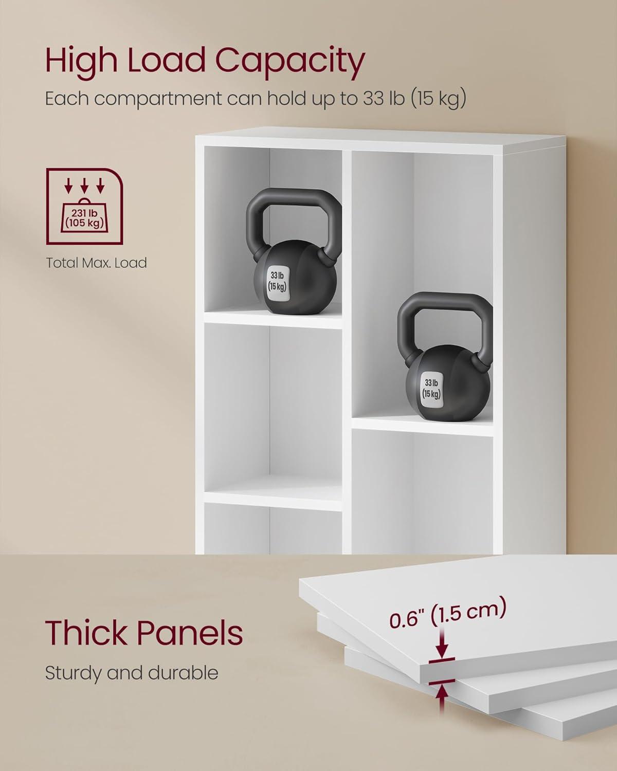 VASAGLE Bookcase, Bookshelf with 7 Compartments, Freestanding Shelves and Cube Organizer, for Display in Living Room, Bedroom, and Home Office, White ULBC27WT