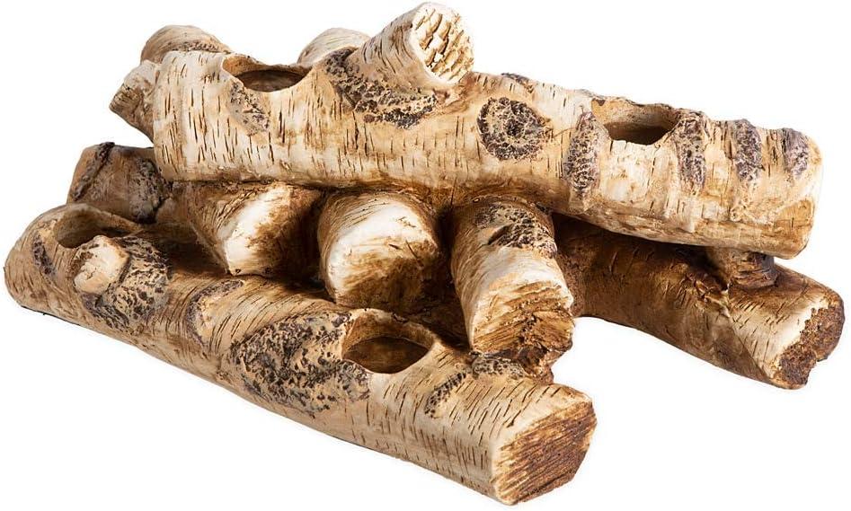 Brushed Birch Resin Log Tabletop Candelabra