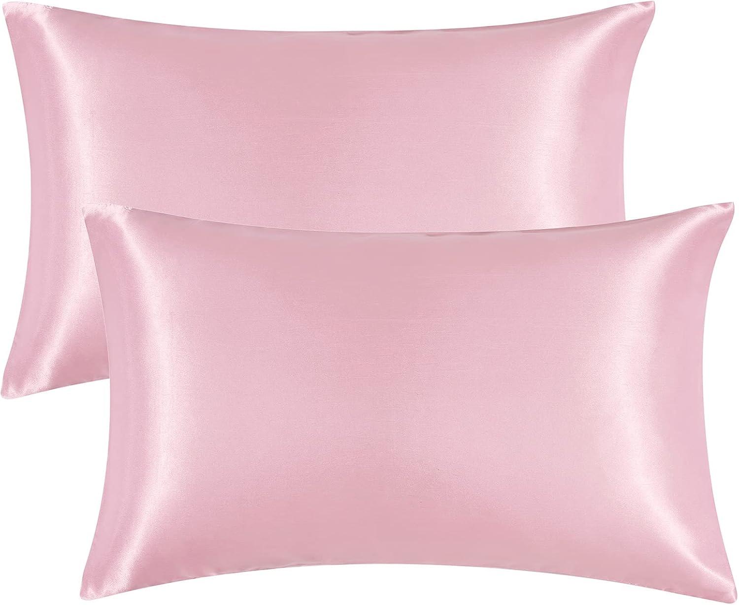 Pink Satin Standard/Queen Pillowcases Set of 2