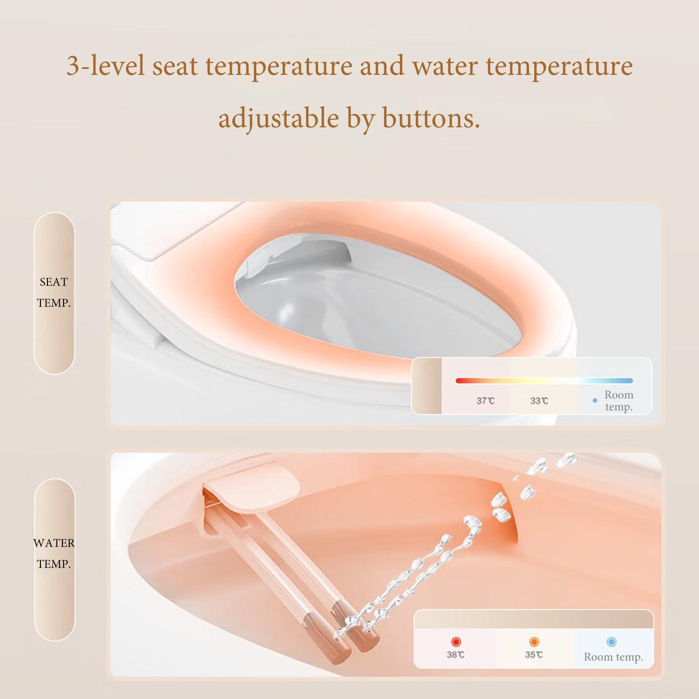 MyDepot Non-Electric Elongated Bidet Toilet Seat with Dual-Mode Nozzle