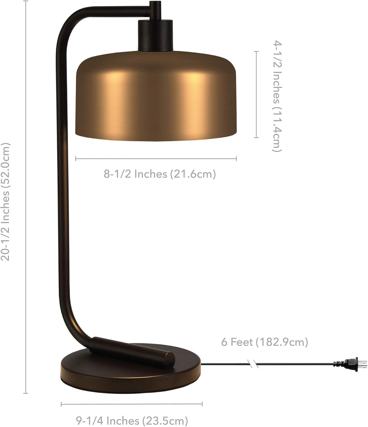 Evelyn&Zoe Mid-Century Modern Metal Table Lamp with Brass Shade