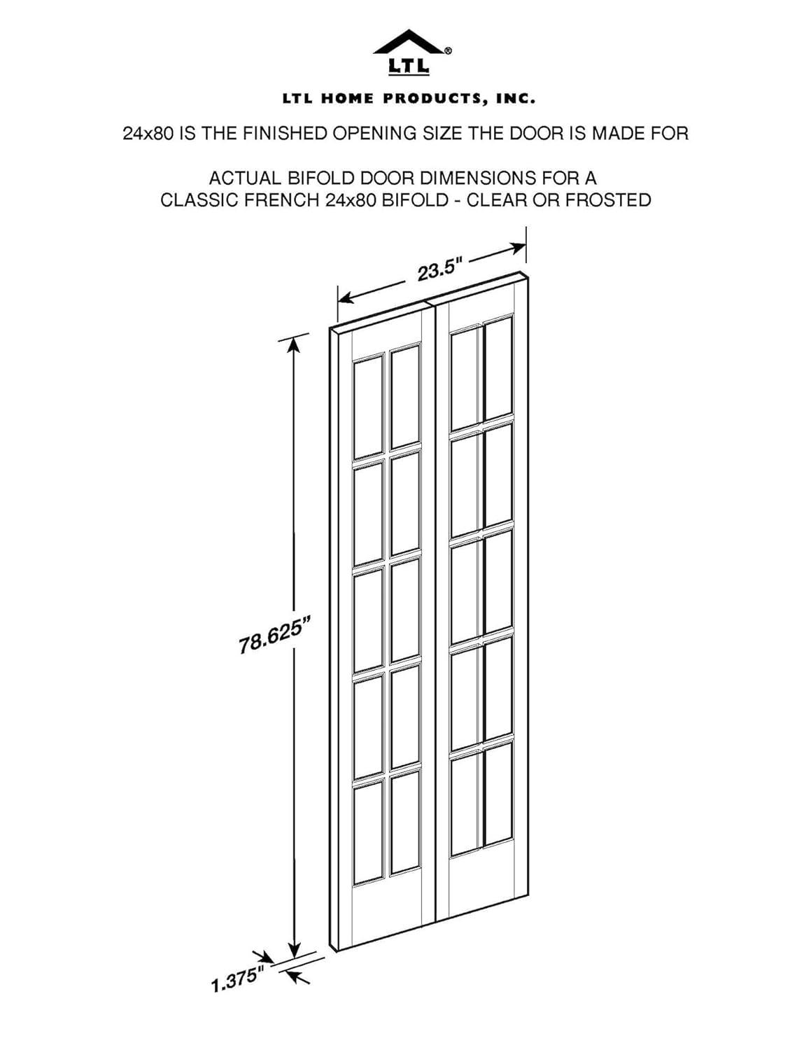 AWC Model 627 Traditional Divided Frosted Glass Bifold Door fits 36"w x 80"h Unfinished Pine