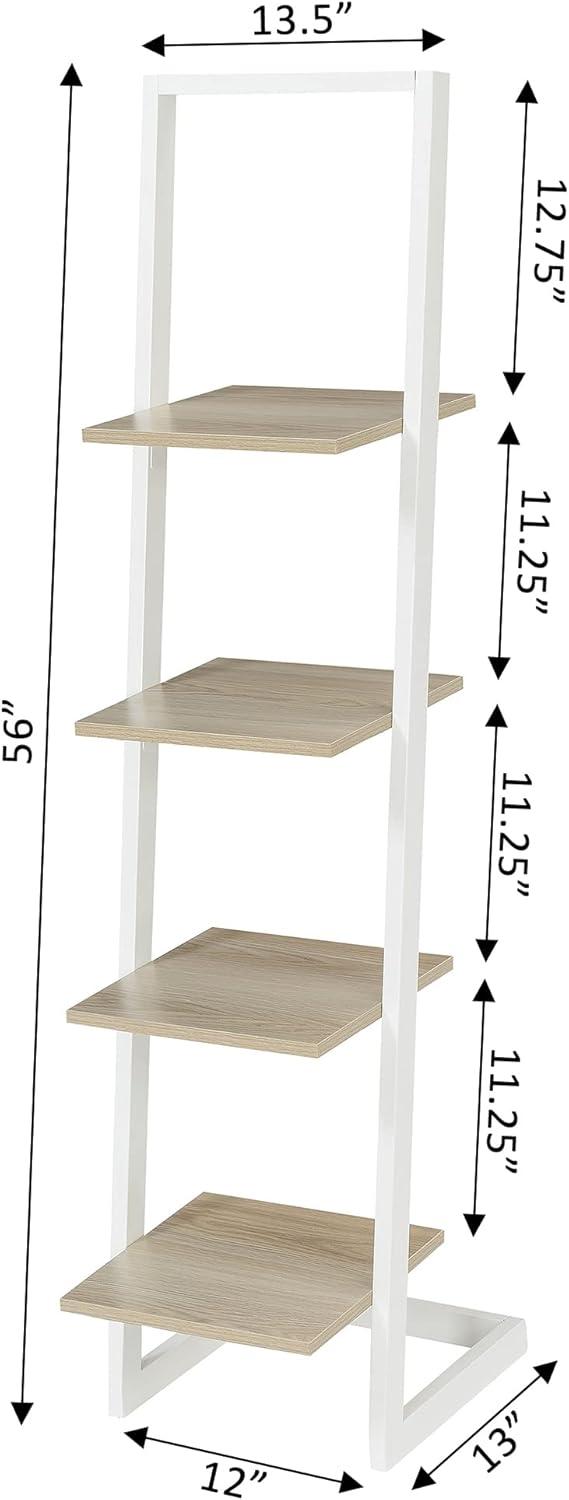 Convenience Concepts Designs2Go 4 Tier Ladder Bookshelf, Ice White/White