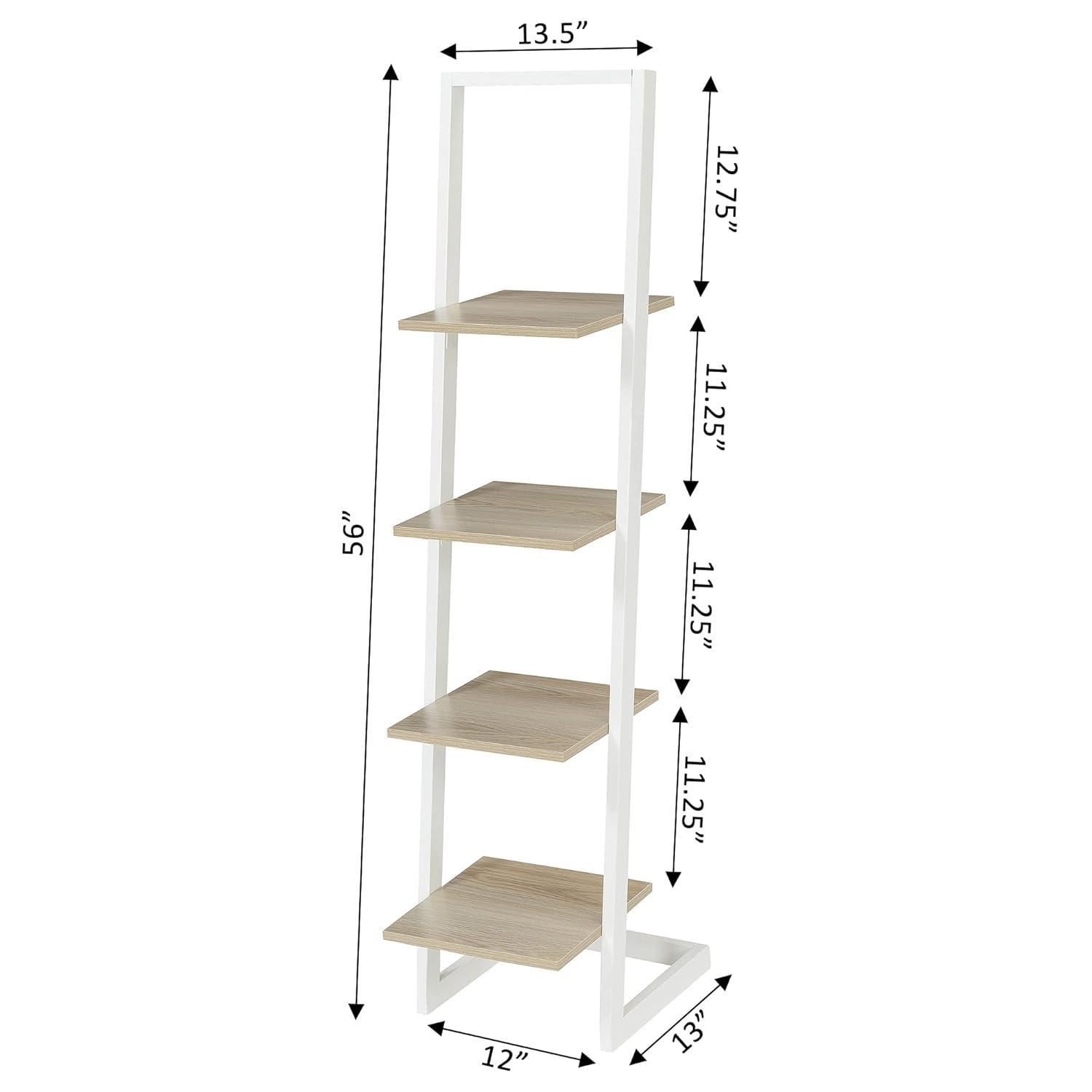 Convenience Concepts Designs2Go 4 Tier Ladder Bookshelf, Ice White/White