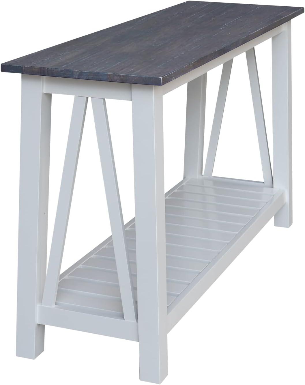 Surrey Solid Wood Console/Sofa Table in White/Heather Gray