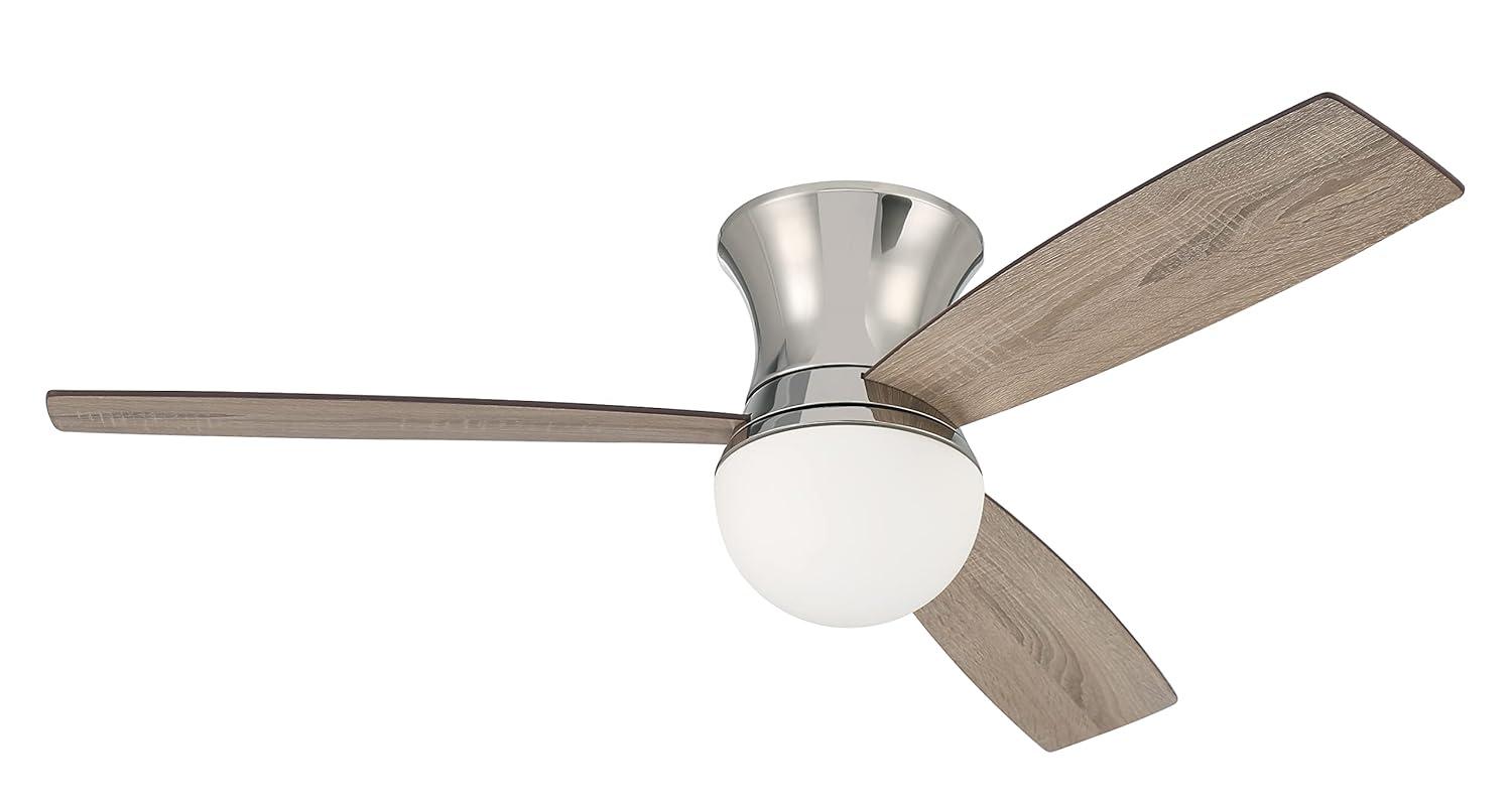DBK52PLN3-Craftmade Lighting-Daybreak - 3 Blade Flush Mount Ceiling Fan with Light Kit In Contemporary Style-14.09 Inches Tall and 52 Inches