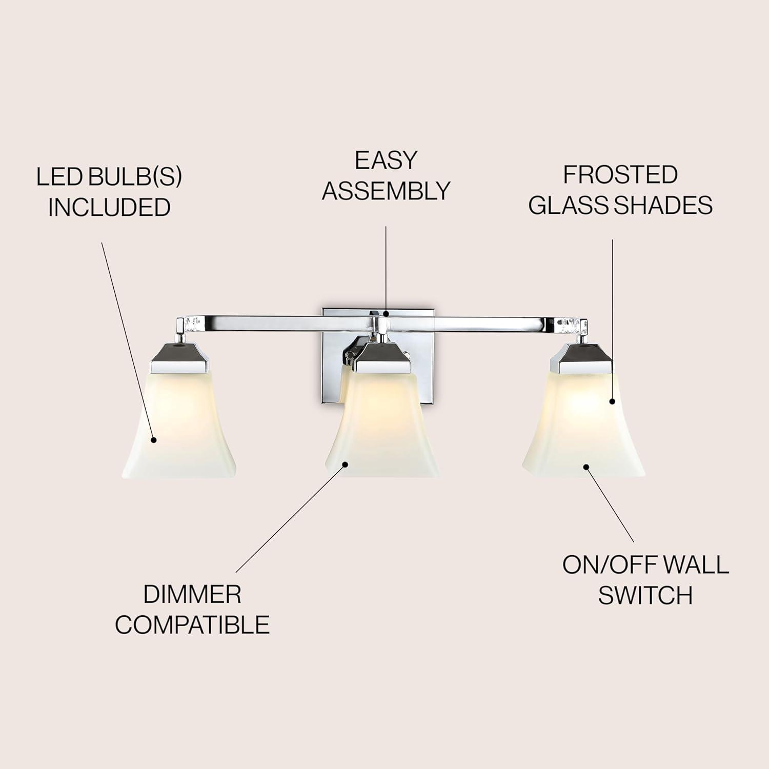 Staunton 24" Chrome 3-Light Iron and Glass Vanity Light