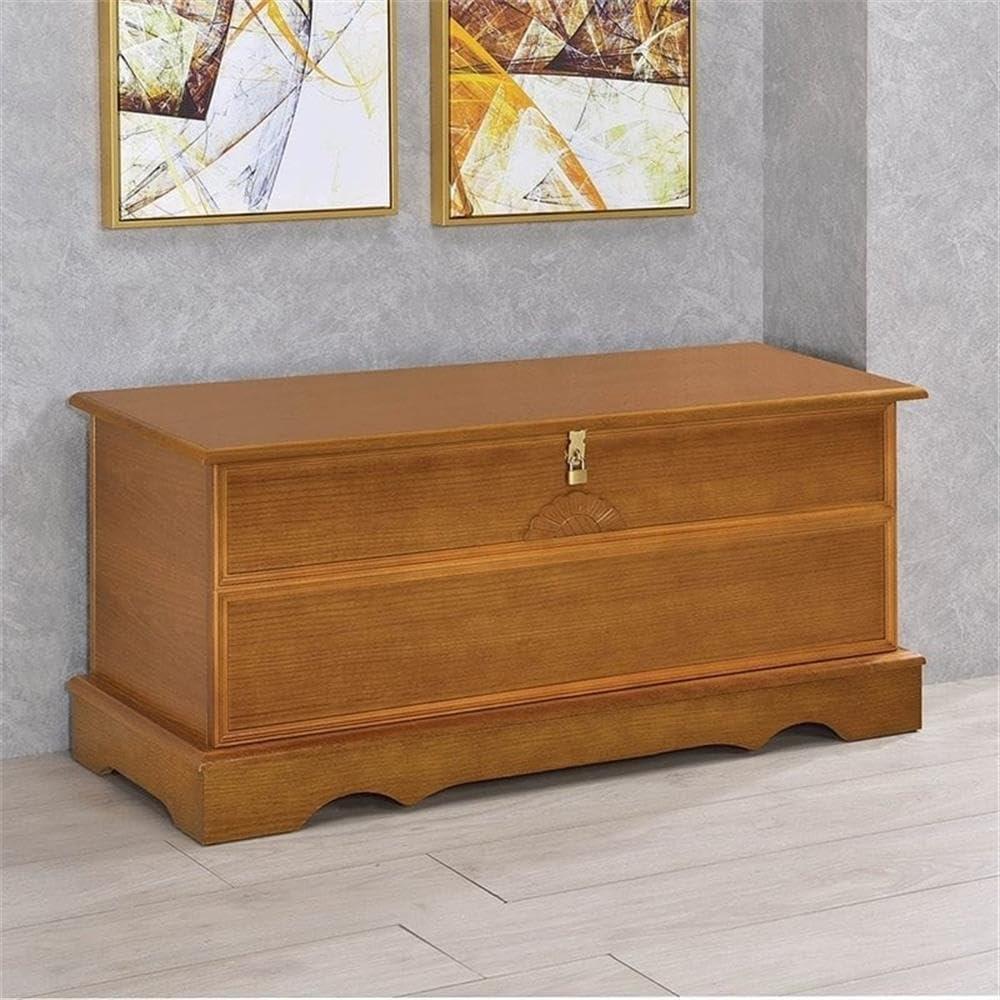 Natural Honey Cedar Wood Storage Chest with Sunflower Trim