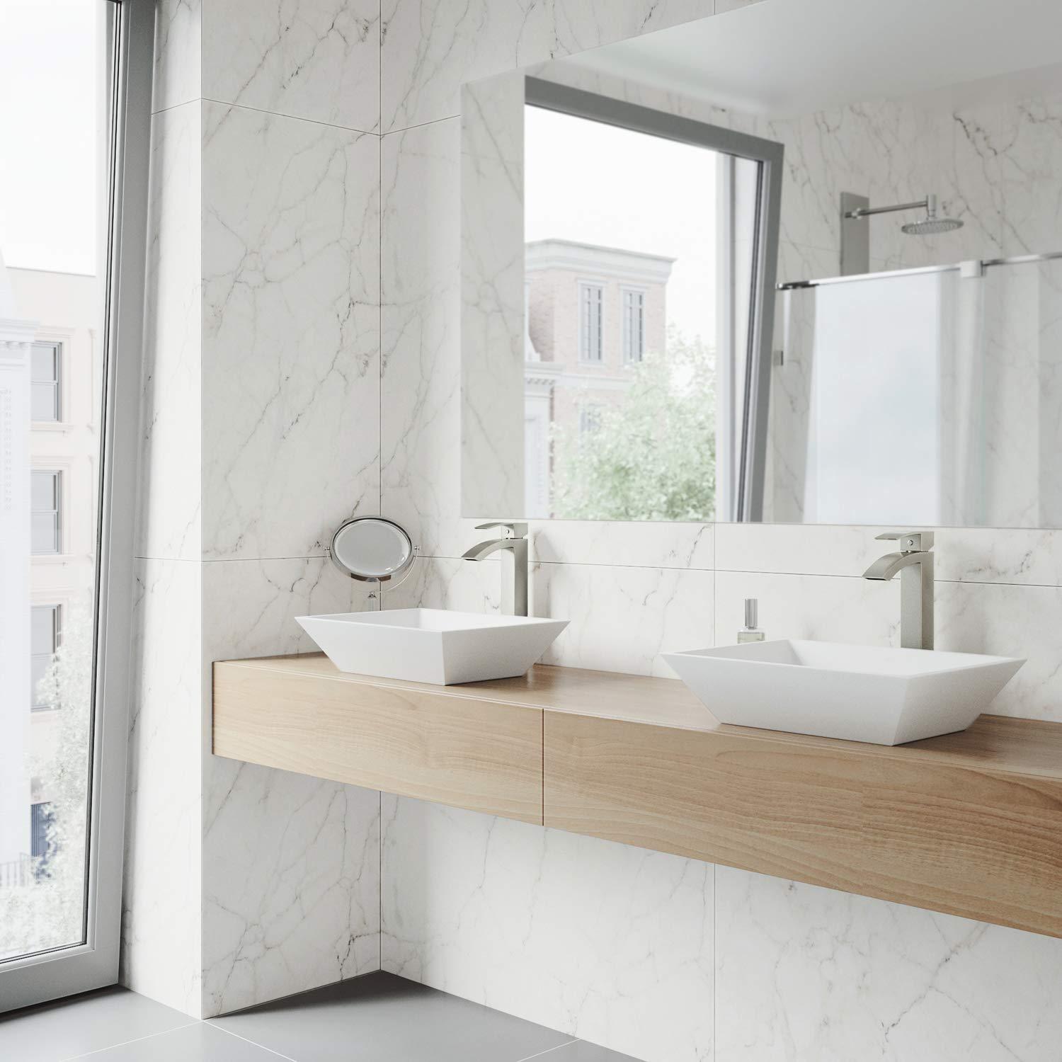 Vinca 18" L x 14" W x 5" H Matte White Handmade Rectangular Vessel Bathroom Sink