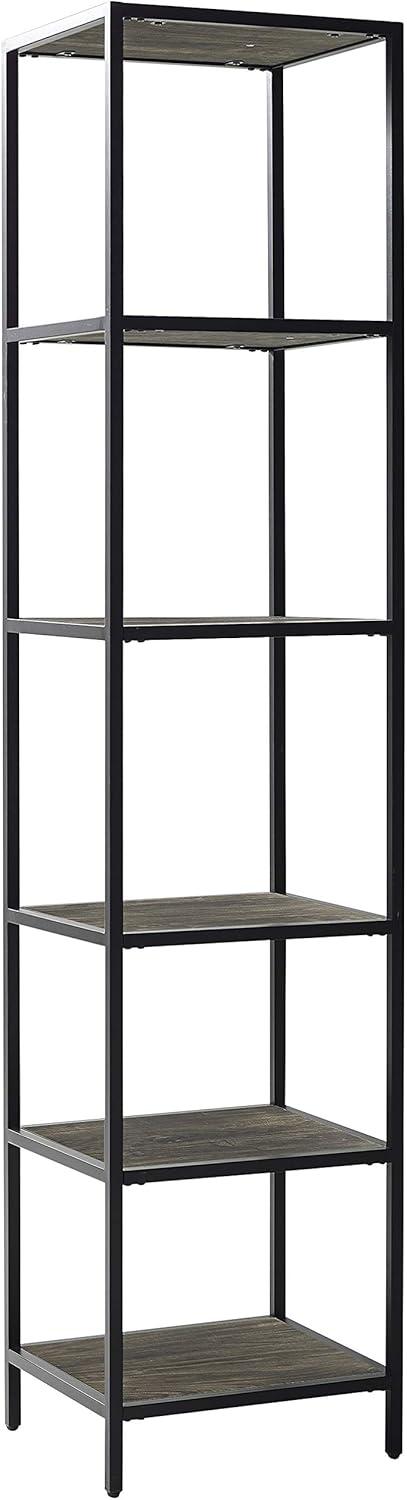 2pc 80.5" Jacobsen Etagere Set Brown Ash - Crosley: Industrial Storage, Steel Frame, Wood Veneer