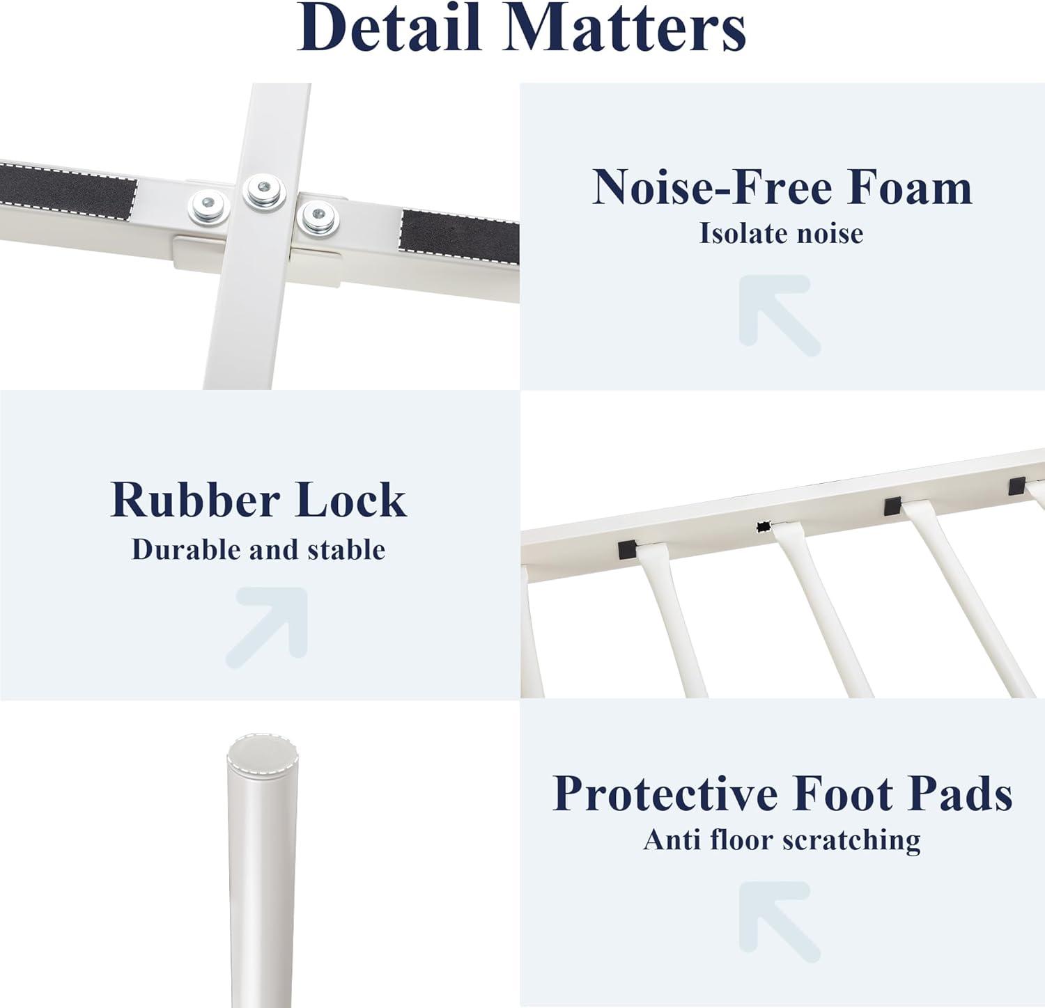 Allewie 14 Inch Queen Size Metal Platform Bed Frame with Victorian Vintage Headboard and Footboard/Mattress Foundation/Under Bed Storage/No Box Spring Needed/Easy Assembly/Noise Free/White