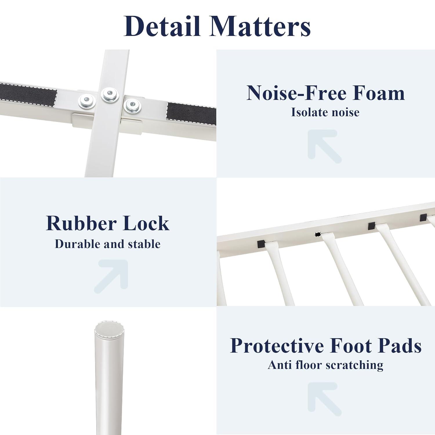 Allewie 14 Inch Queen Size Metal Platform Bed Frame with Victorian Vintage Headboard and Footboard/Mattress Foundation/Under Bed Storage/No Box Spring Needed/Easy Assembly/Noise Free/White