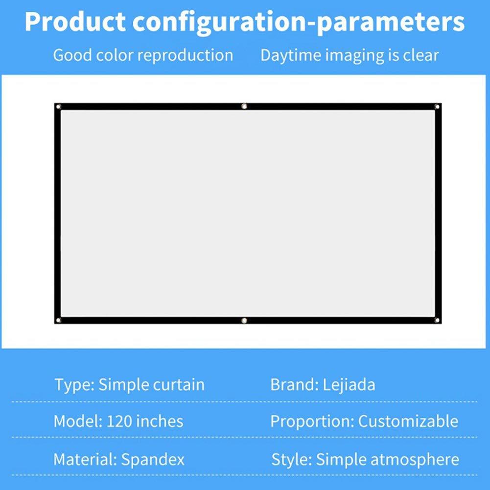 Projector Screen, White Projector Screen, 16:9 No Crease Home Theater Foldable Projection Screen 60"|72"|84"|100"|120"|150"