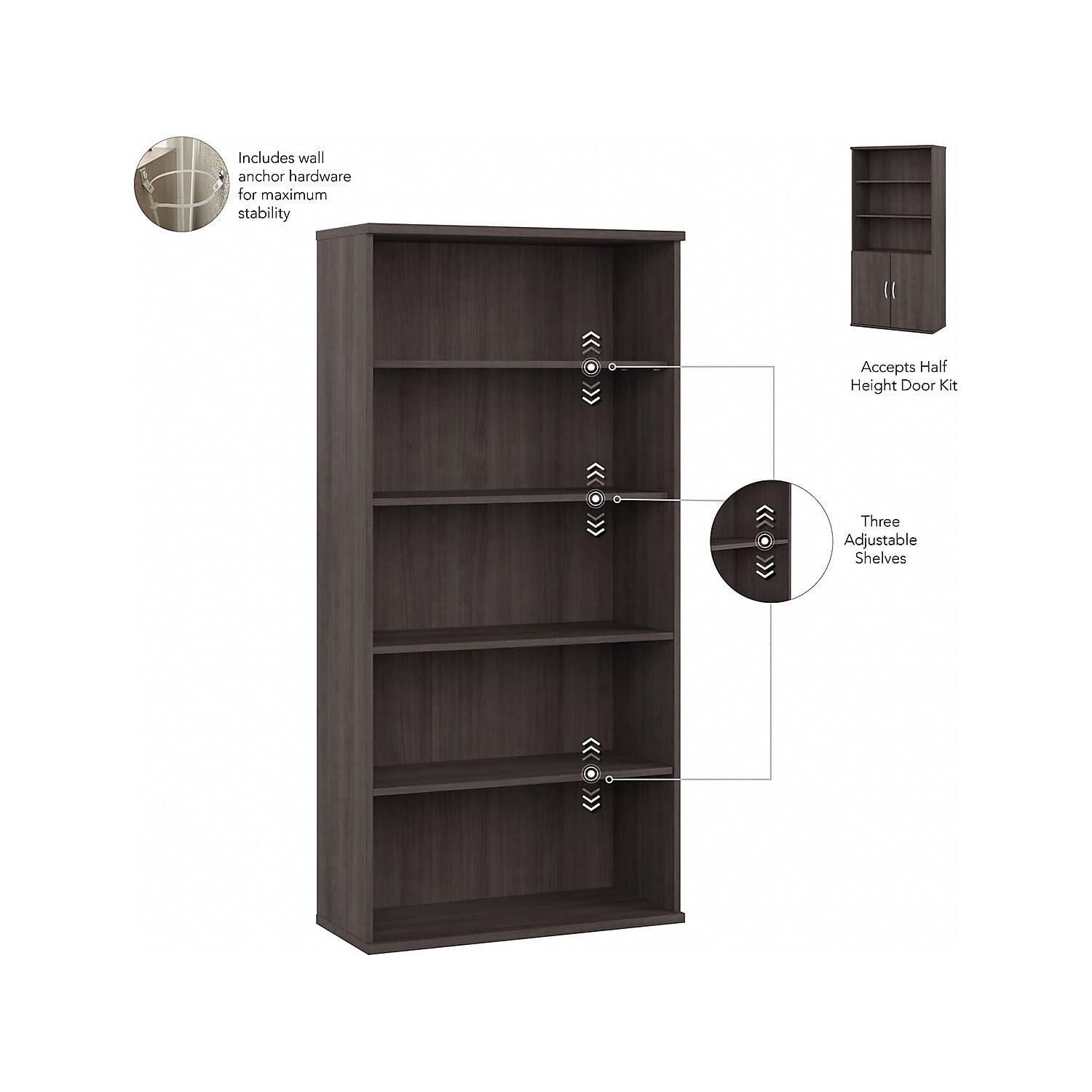 Bush Business Furniture Hybrid Tall 5 Shelf Bookcase