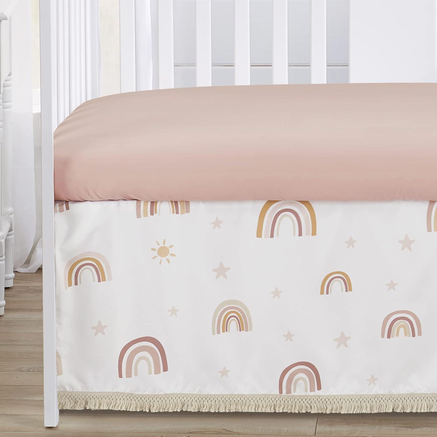 Sweet Jojo Designs Girl Baby Crib Bedding Set - Boho Rainbow Collection 4pc