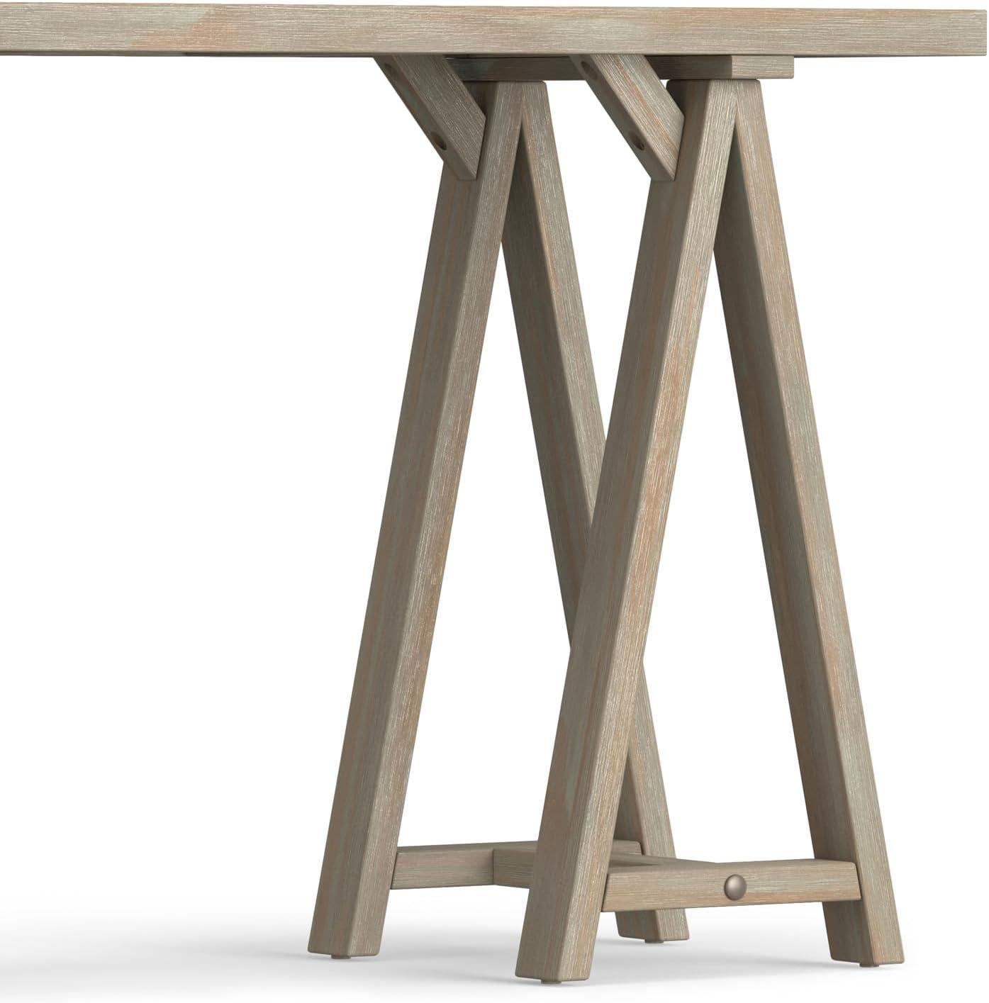 Simpli Home Sawhorse Console Table in Distressed Gray