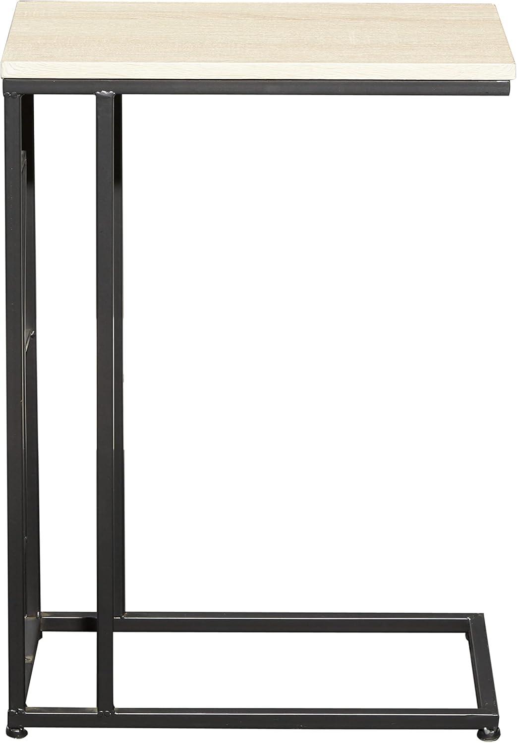 Olivia & May Contemporary Iron and Wood Accent Table Black: Sofa Side C-Table, Narrow Tray End Table
