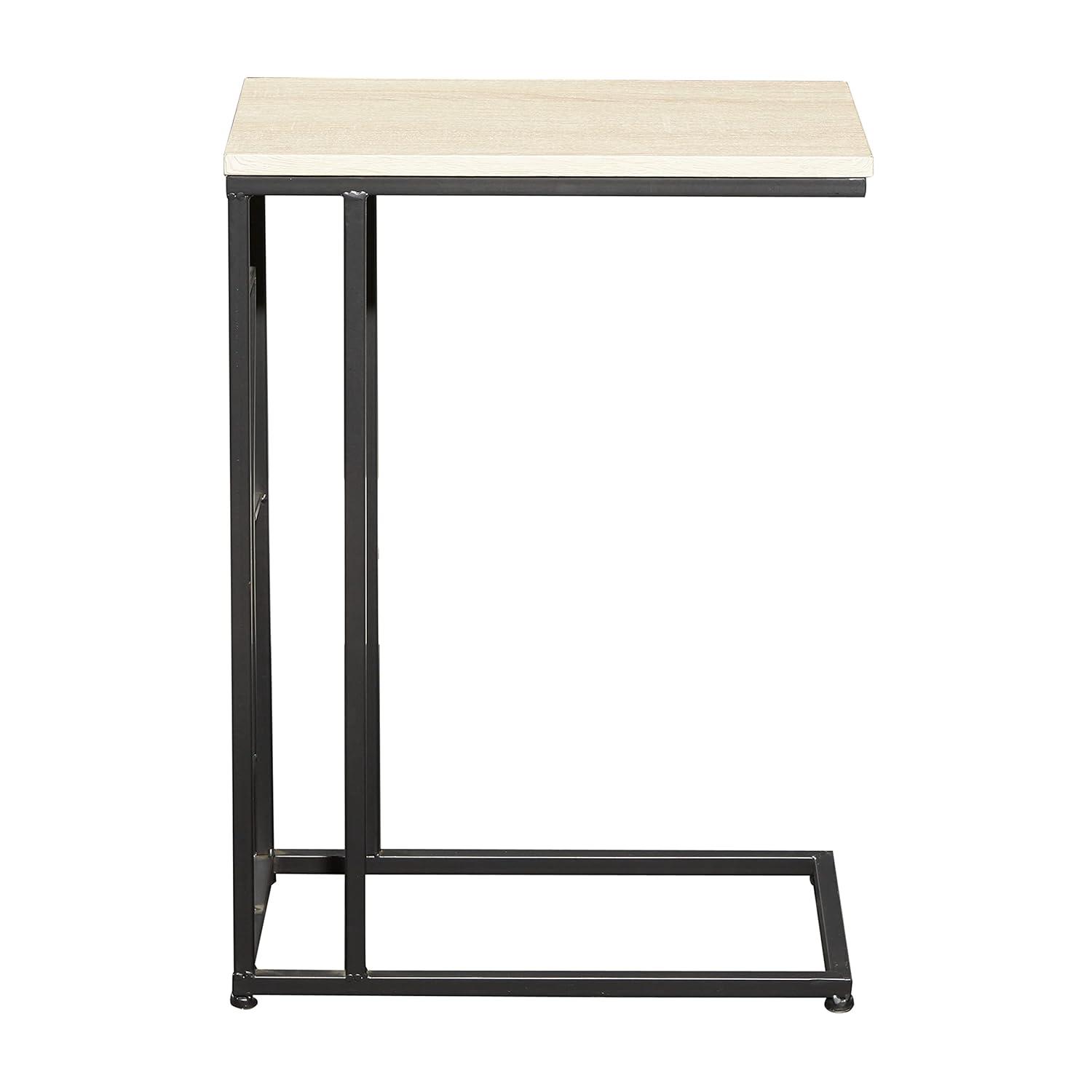Olivia & May Contemporary Iron and Wood Accent Table Black: Sofa Side C-Table, Narrow Tray End Table
