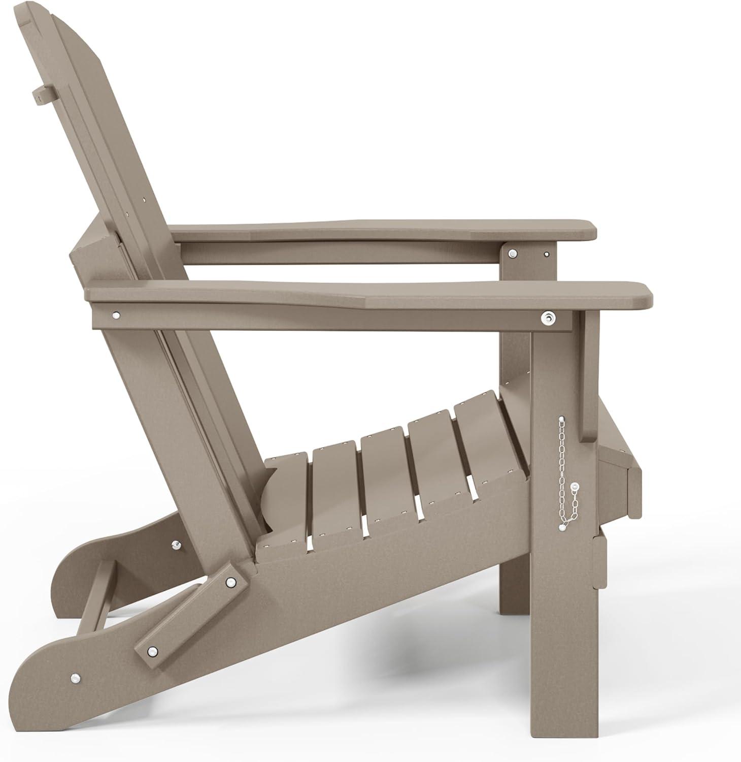 WestinTrends Malibu HDPE Outdoor Patio Folding Adirondack Chair (Set of 4), Weather Wood