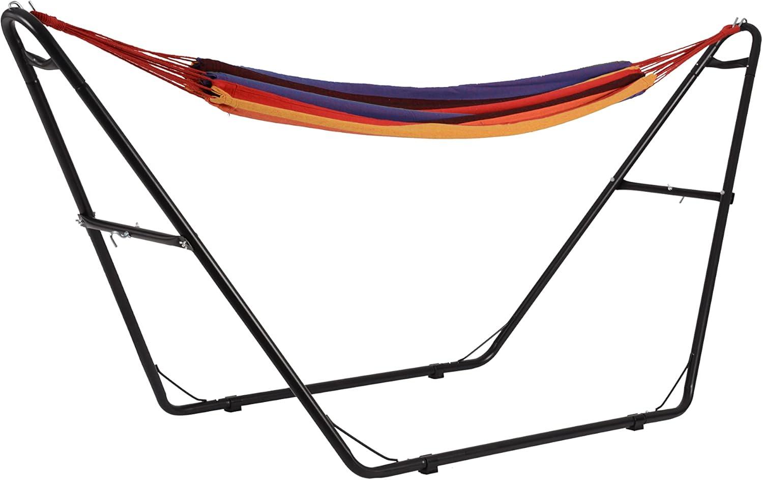 Island Retreat Outdoor Leisure Tropical Stripe Hammock and Frame