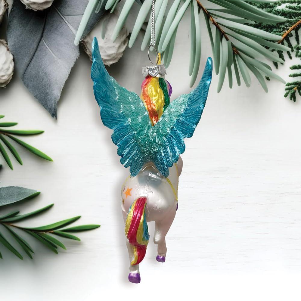 Cute Colorful Unicorn Glass Christmas Ornament with Rainbow Hair| OrnamentallyYou