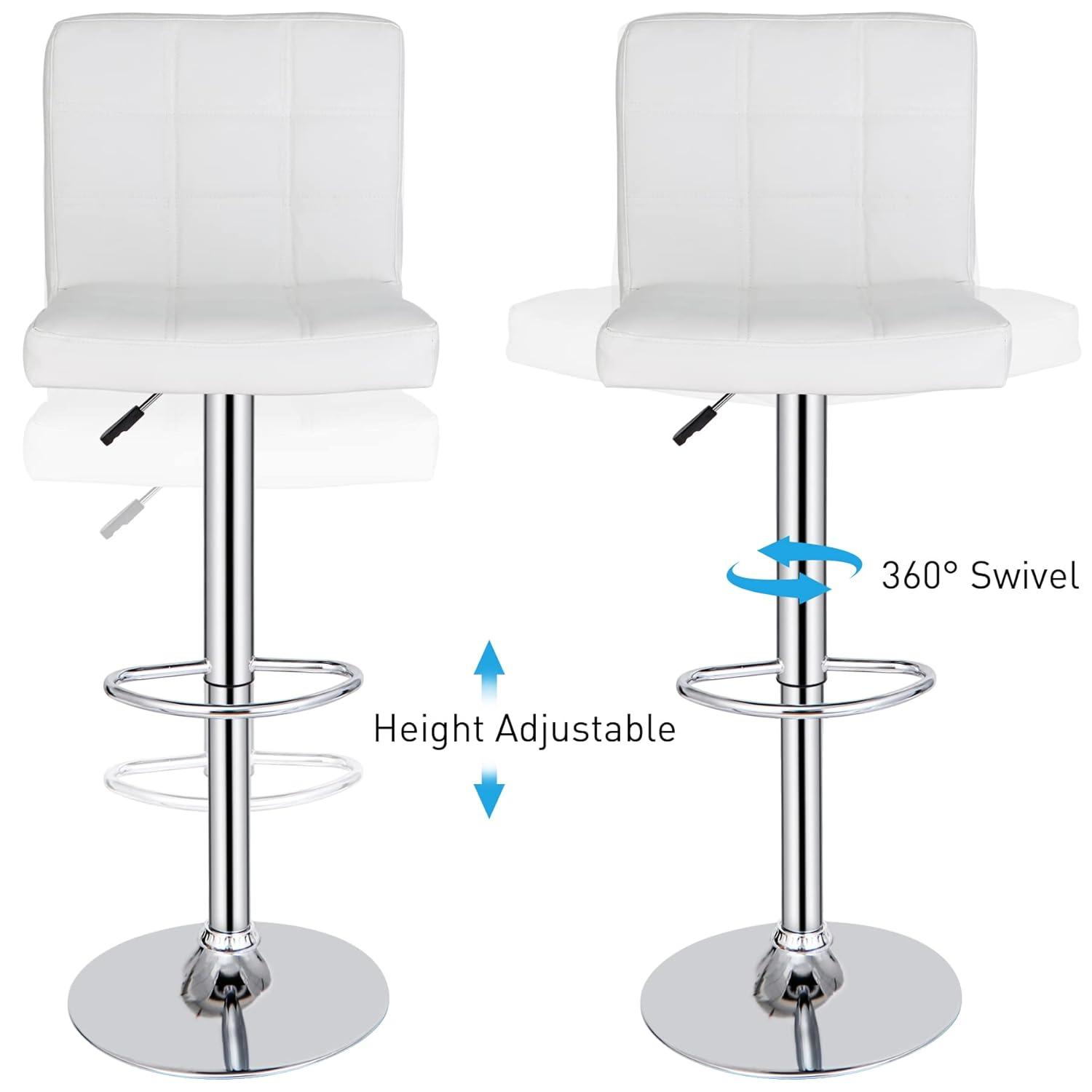Bar Stools 1 Set Of 2, Counter Height Bar Stools, Square Cushion Bar Stools With Back, Footstool, Cafe, 2 Pieces