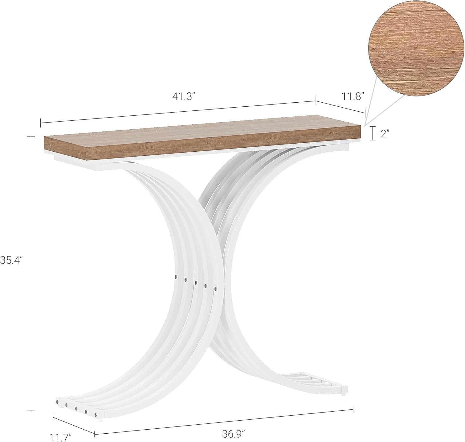 Console Table - Entryway Table for Living Room, Modern Sofa Accent Table with White Faux Marble Top