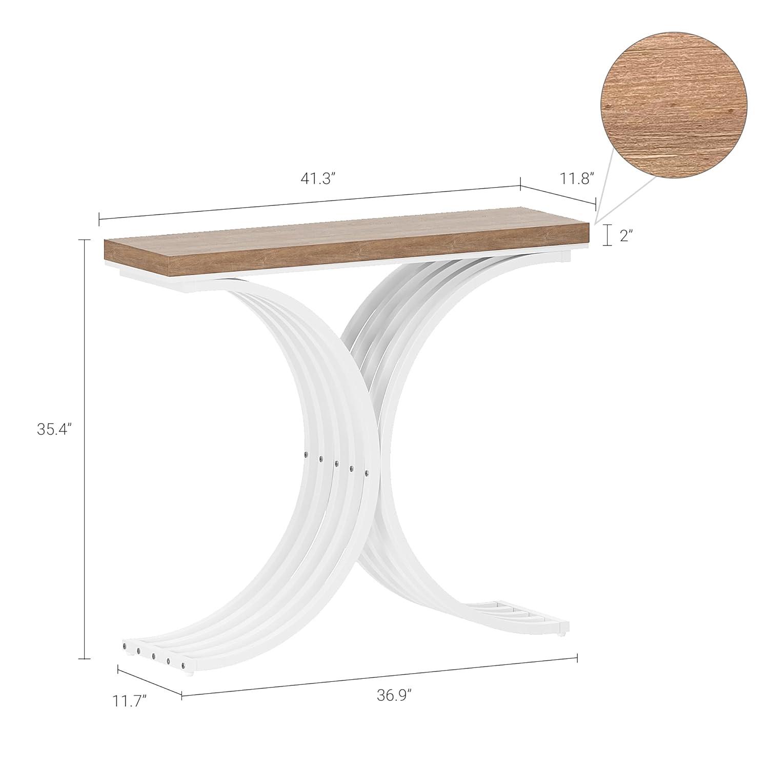 Console Table - Entryway Table for Living Room, Modern Sofa Accent Table with White Faux Marble Top