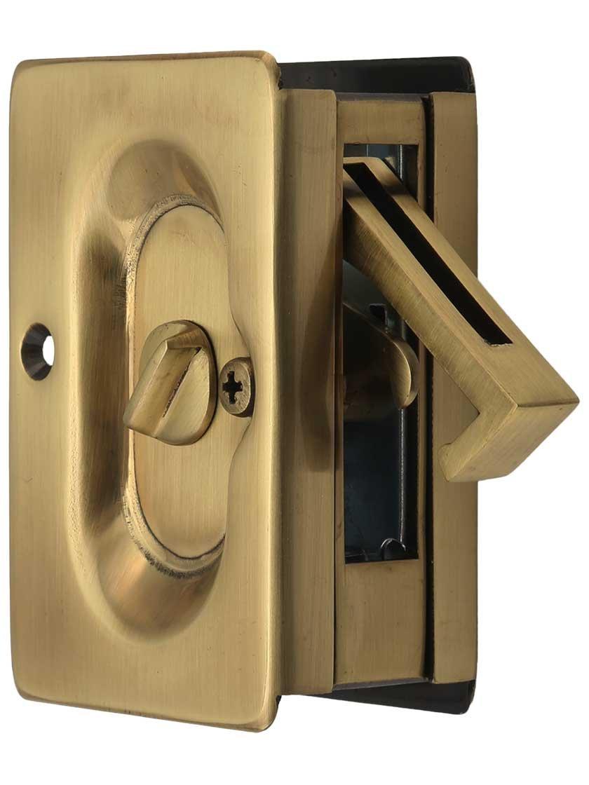 French Antique Brass Universal Handing Pocket Door Lock