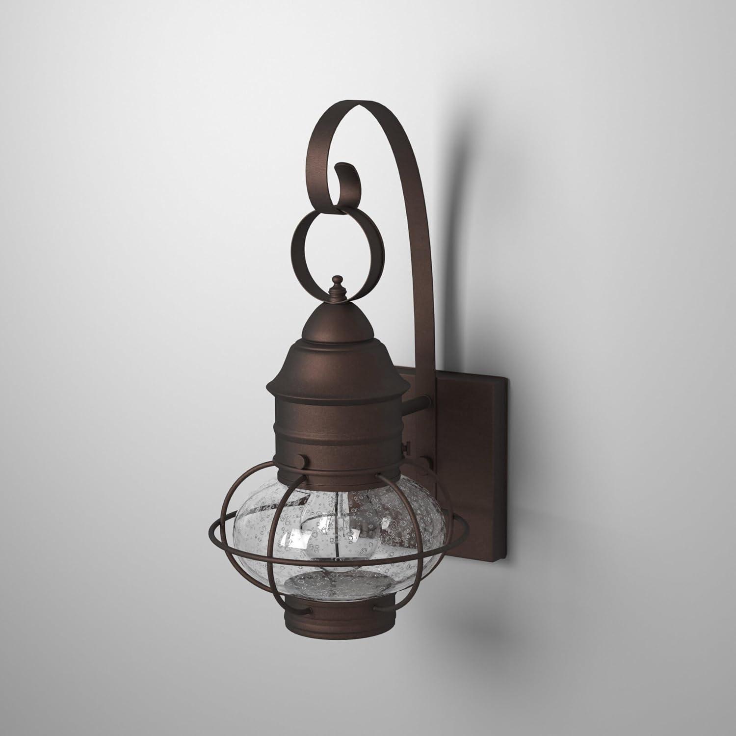 Rustique Bronze Outdoor Lantern Wall Sconce, 14.25in H