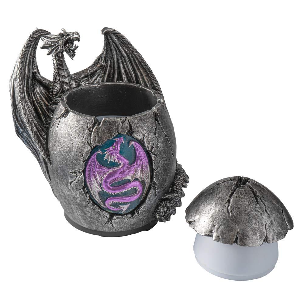 Pacific Giftware Mystical Dragon Egg Shape Aroma Diffusers for Essential Oils 4 Timer Color Changing LED Night Light Auto Off Gothic Fantasy Home Decor