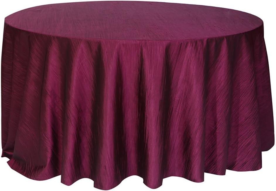 120" Round Eggplant Crinkle Taffeta Tablecloth for Events