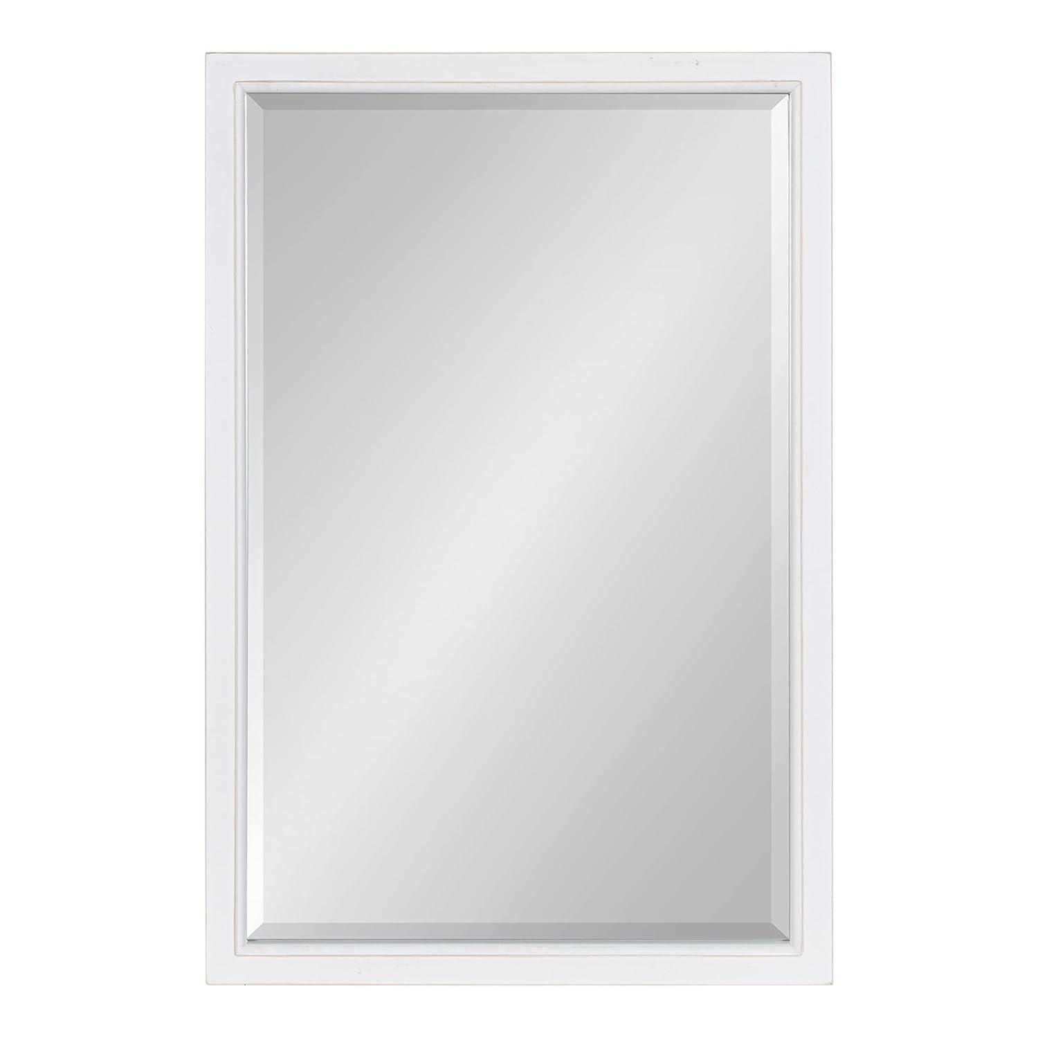 20" x 30" Hogan Wood Framed Decorative Wall Mirror White - Kate & Laurel All Things Decor: Modern Rectangle, No Assembly Required
