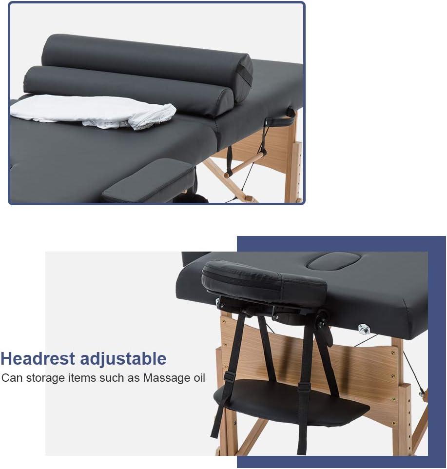 FDW Massage Table 73 Inch Heigh Adjustable 2 Fold Portable Massage Table W/Sheet Cradle Cover 2 Bolster Hanger Facial Salon Tattoo Bed