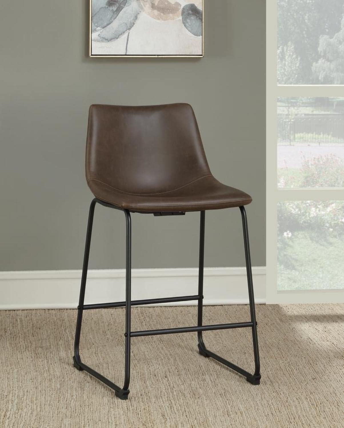 Transitional Contoured Counter Height Stool, Dark Brown, Set of 2 - Saltoro Sherpi