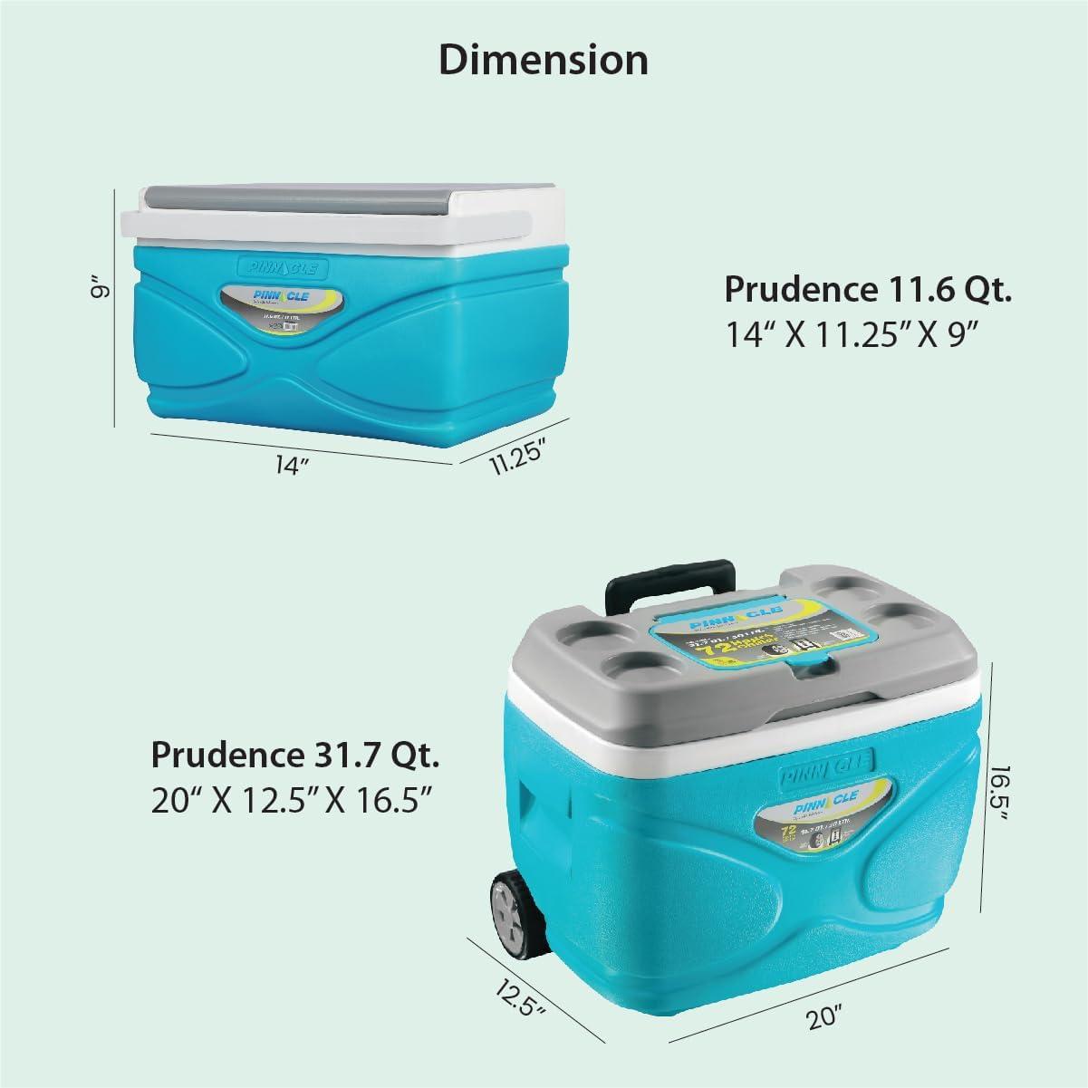 Pinnacle Cooler with Wheels – Practical Set of 30L Cooler with Wheels and Handle – Includes Smaller 11L and 4.5L Camping Coolers and 2 Ice Bricks – Cup Holder and Sitting Lid – Extended Cooling Time