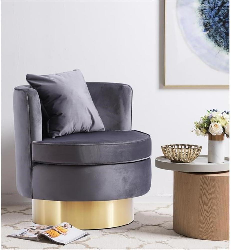 Meridian Furniture Kendra Grey Velvet Swivel Accent Chair