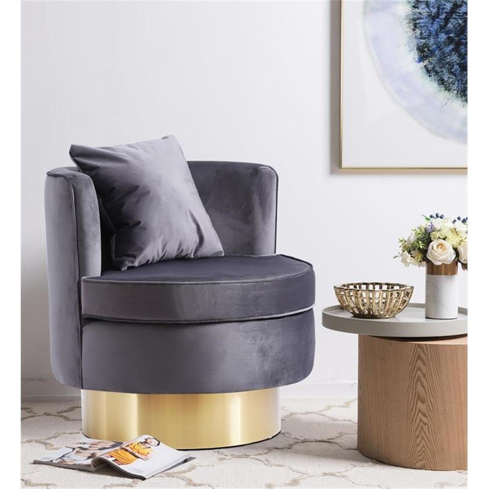 Meridian Furniture Kendra Grey Velvet Swivel Accent Chair