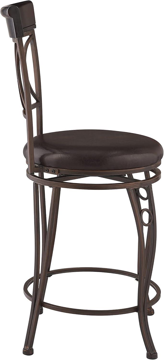 Circles Back 24" Upholstery Swivel Seat Counter Height Barstool Metal/Black - Linon: Elegant Design, Comfort Seating