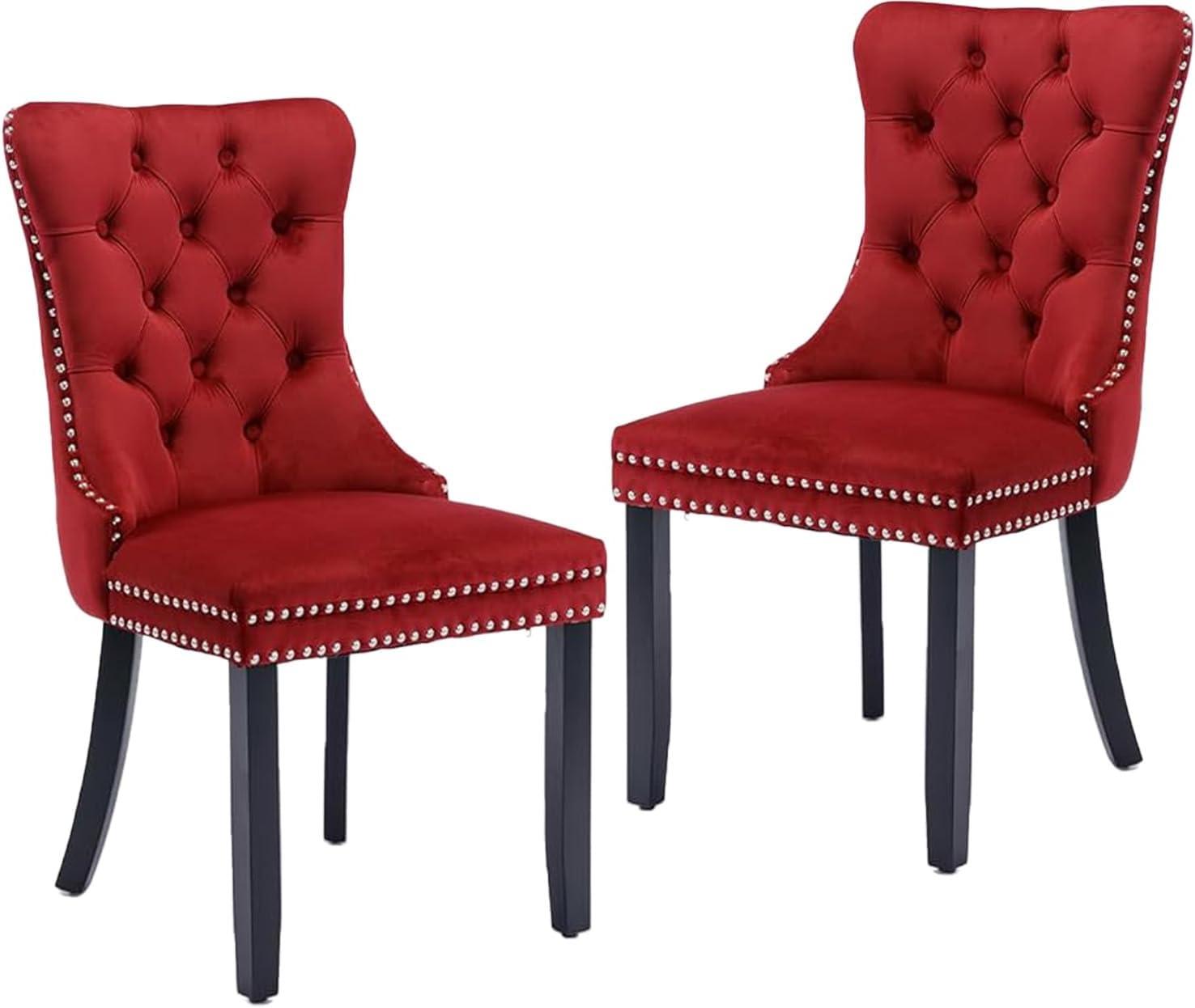 Rosdorf Park Allena Tufted Velvet/Linen Wing Back Parsons Chair (Set of 2)