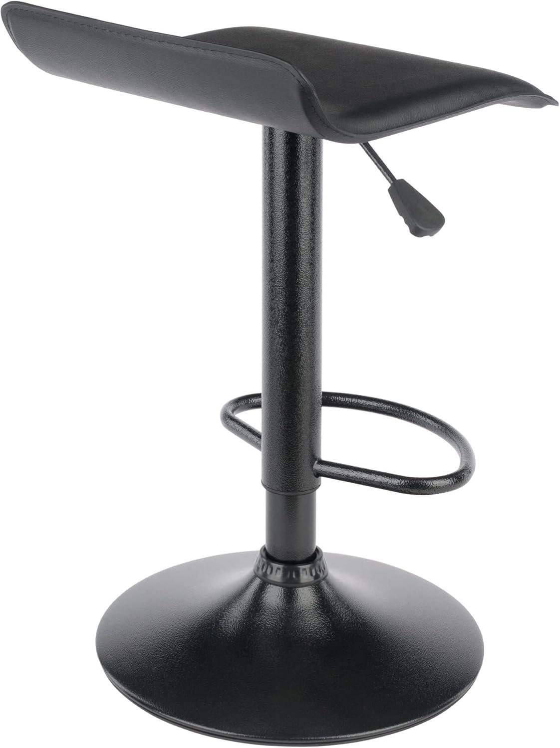 Set of 2 Obsidian Adjustable Swivel Air Lift Stool Black - Winsome: Faux Leather, Metal Frame, 22-30" Height Range