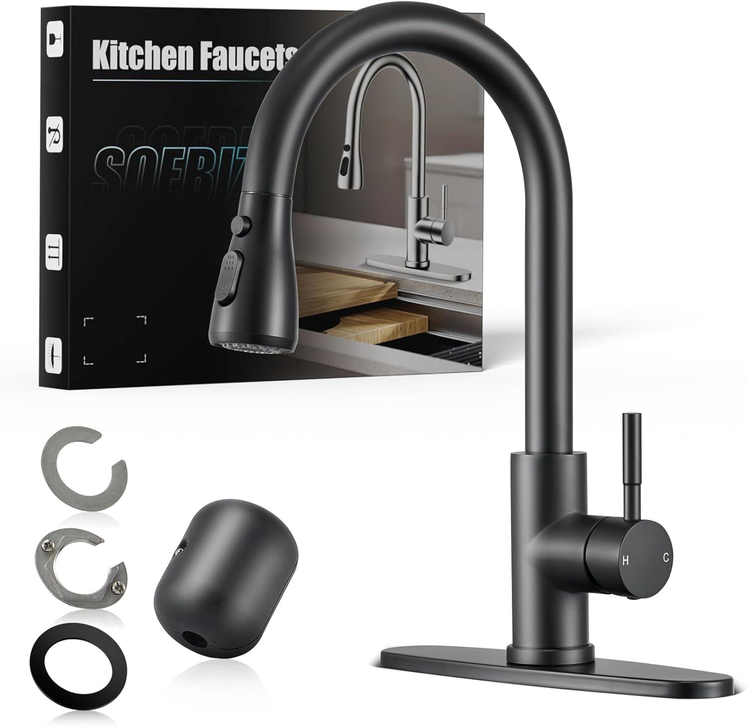 GAGALIFE Single Handle Pull Down Sprayer Kitchen Faucet High Arc Stainless Steel Faucet with 3-Function Sprayer JJL-CL-PT-SDP-G