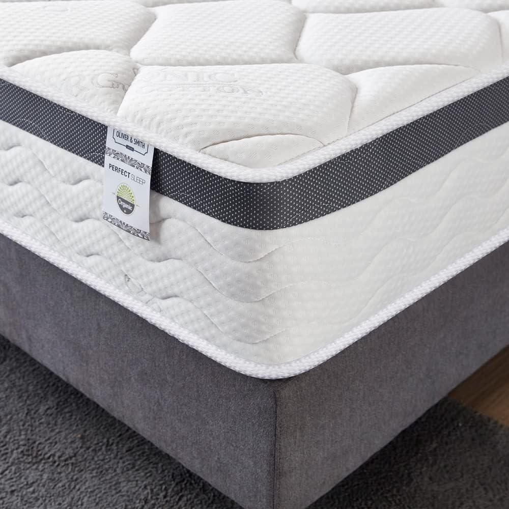 Twin Size Mattress - 10 Inch Cool Memory Foam & Pocket Spring Hybrid Mattress - Euro Top - Medium Firm - Oliver & Smith