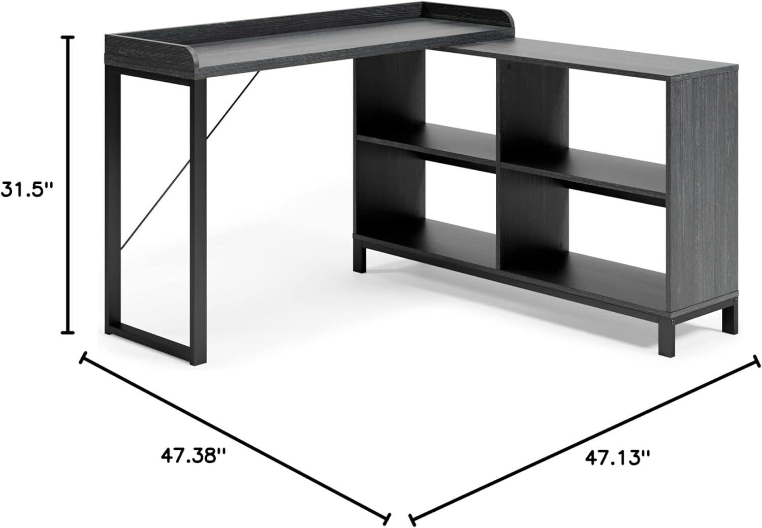 Black Wood Corner Home Office Desk with USB Port