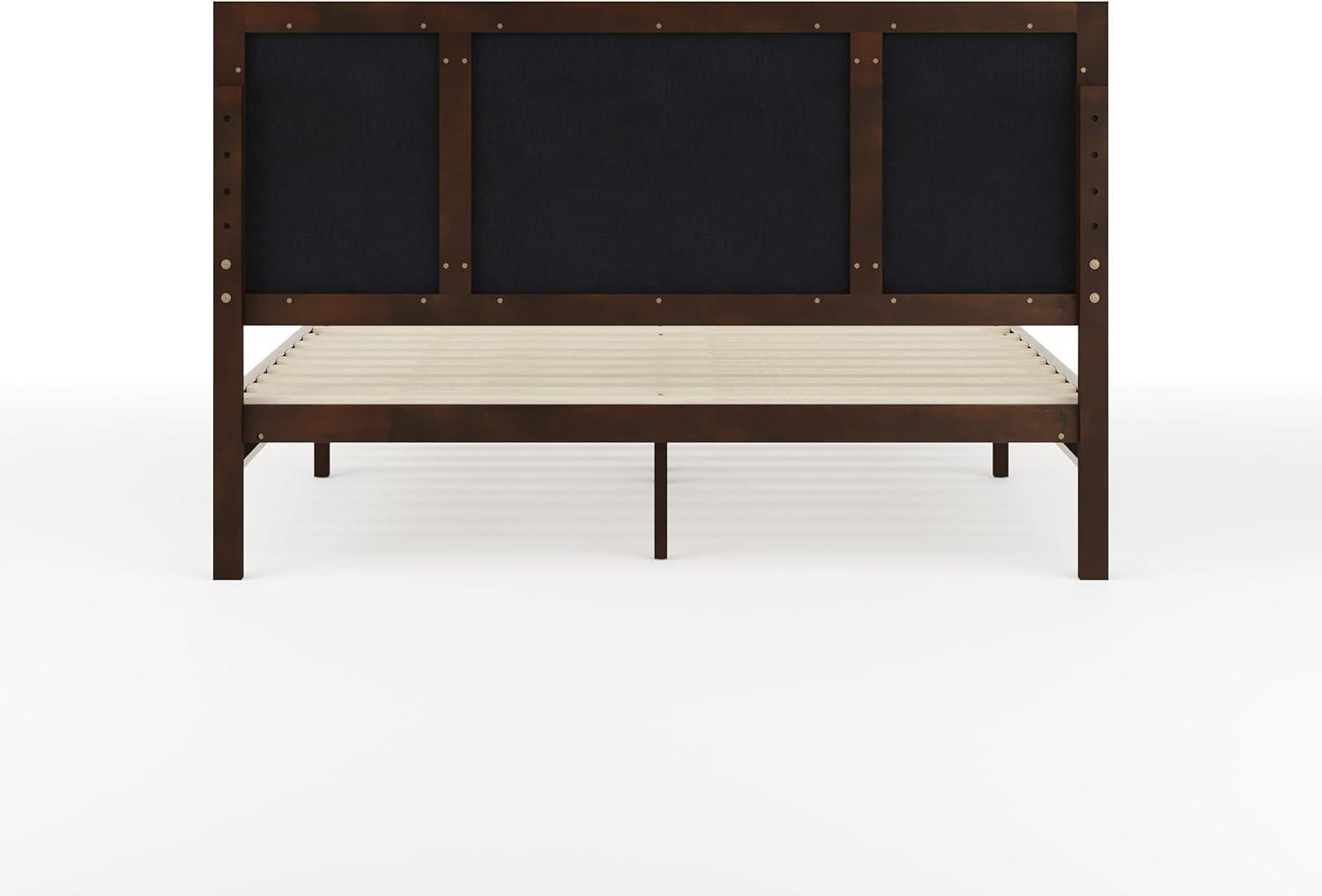 Martha Stewart Jett Wooden Platform Bed With Upholstered Base And Triple Inset Headboard