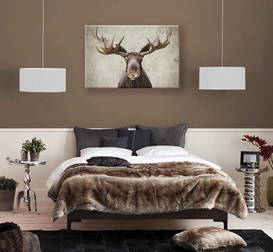 Elmer The Moose Rustic Canvas Art for Kids Room Decor