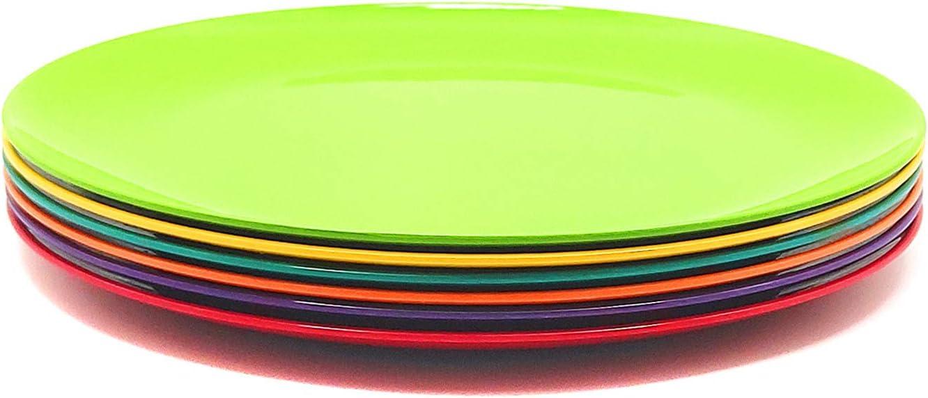 Assorted Color 10.5-Inch Melamine Dinner Plates Set