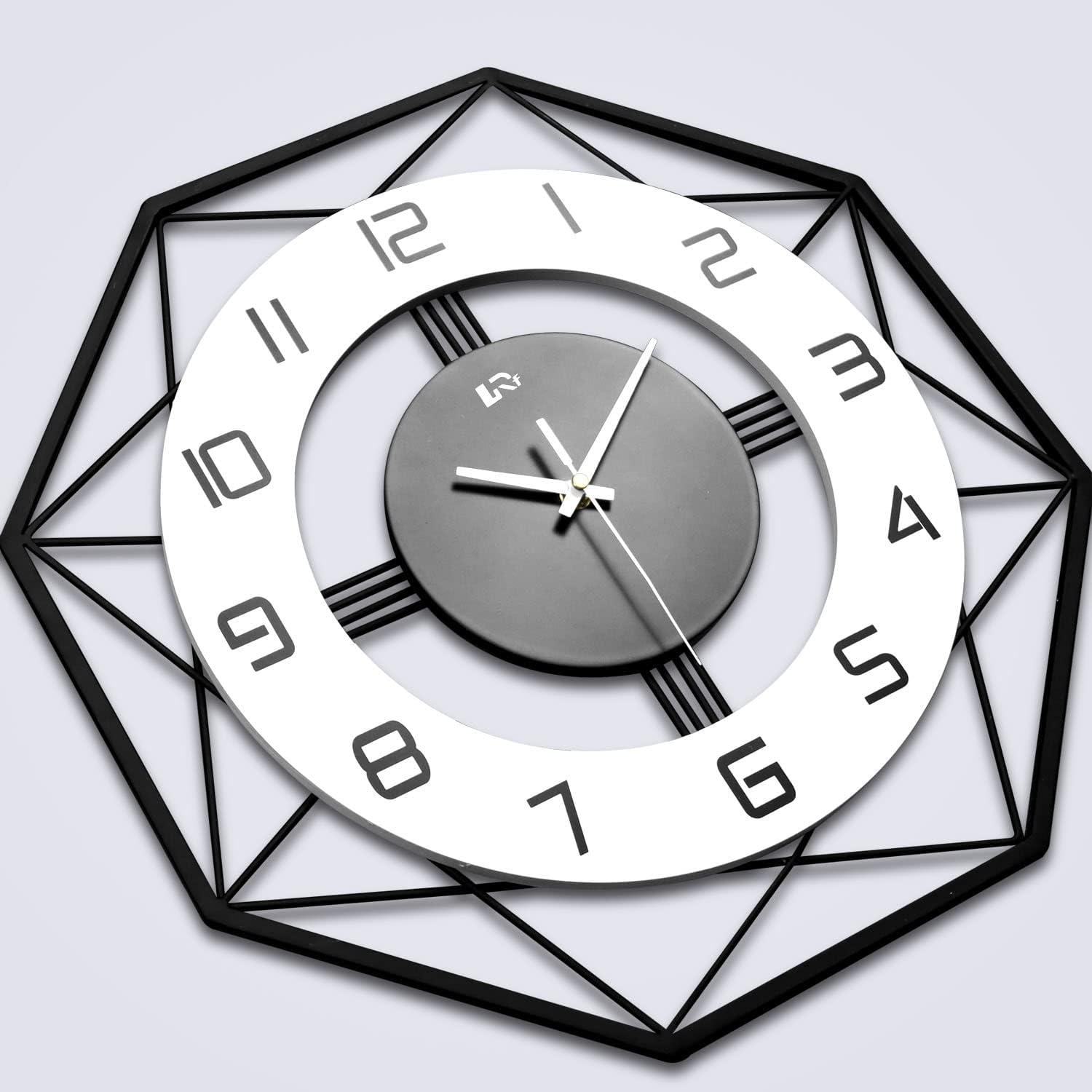 Large Wall Clock for Living Room Decor Pendulum Modern Kitchen Silent Big Wall Watch for Bedroom Black and White Decorative Office Non Ticking Battery Operated Wall Clock 25 Inch