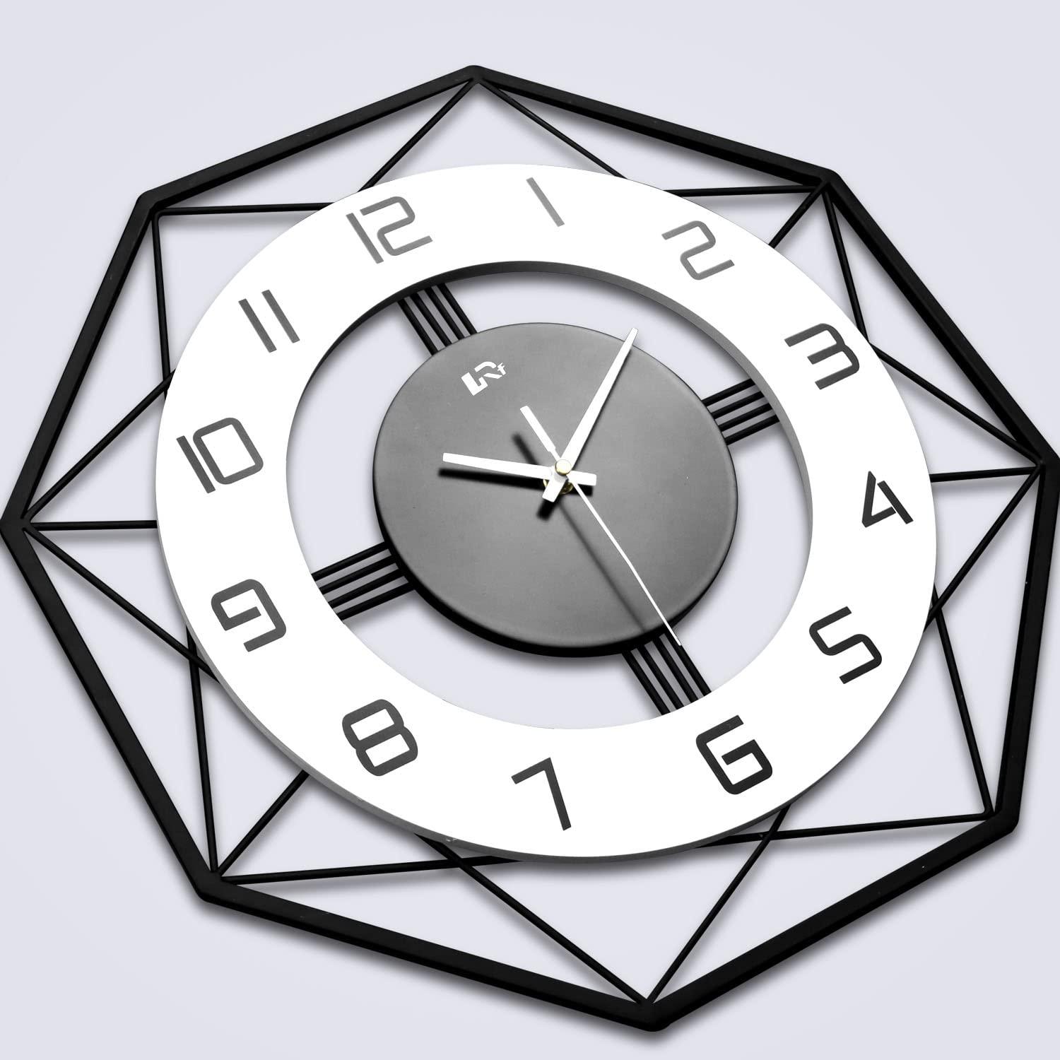 Large Wall Clock for Living Room Decor Pendulum Modern Kitchen Silent Big Wall Watch for Bedroom Black and White Decorative Office Non Ticking Battery Operated Wall Clock 25 Inch