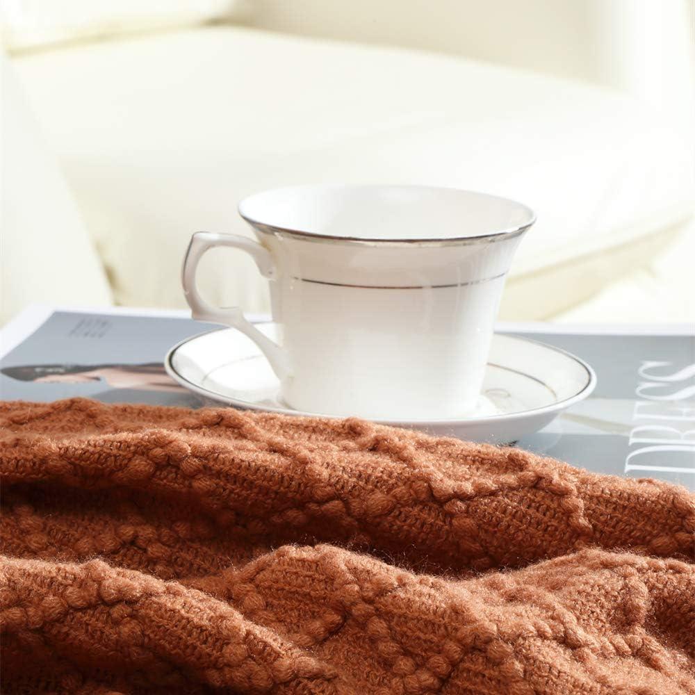 CREVENT Home Farmhouse Decor Rustic Couch Sofa Chair Bed Throw Blanket, Soft Warm Light Weight for Travelling in Spring Summer (50''X60'' Caramel/Rust Burnt Orange)